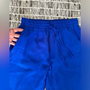 Zara Wide Leg Cropped Flowy Pant, Electric blue, S